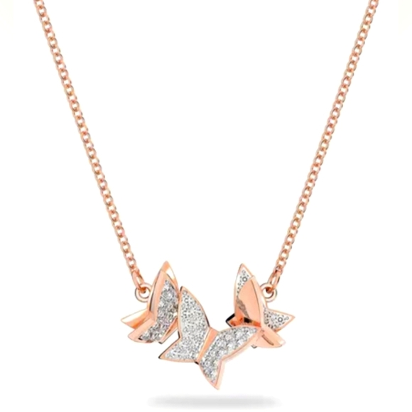 Swarovski Idyllia Lilia necklace Butterfly, White, Rose gold-tone plated Nwt - Picture 1 of 15